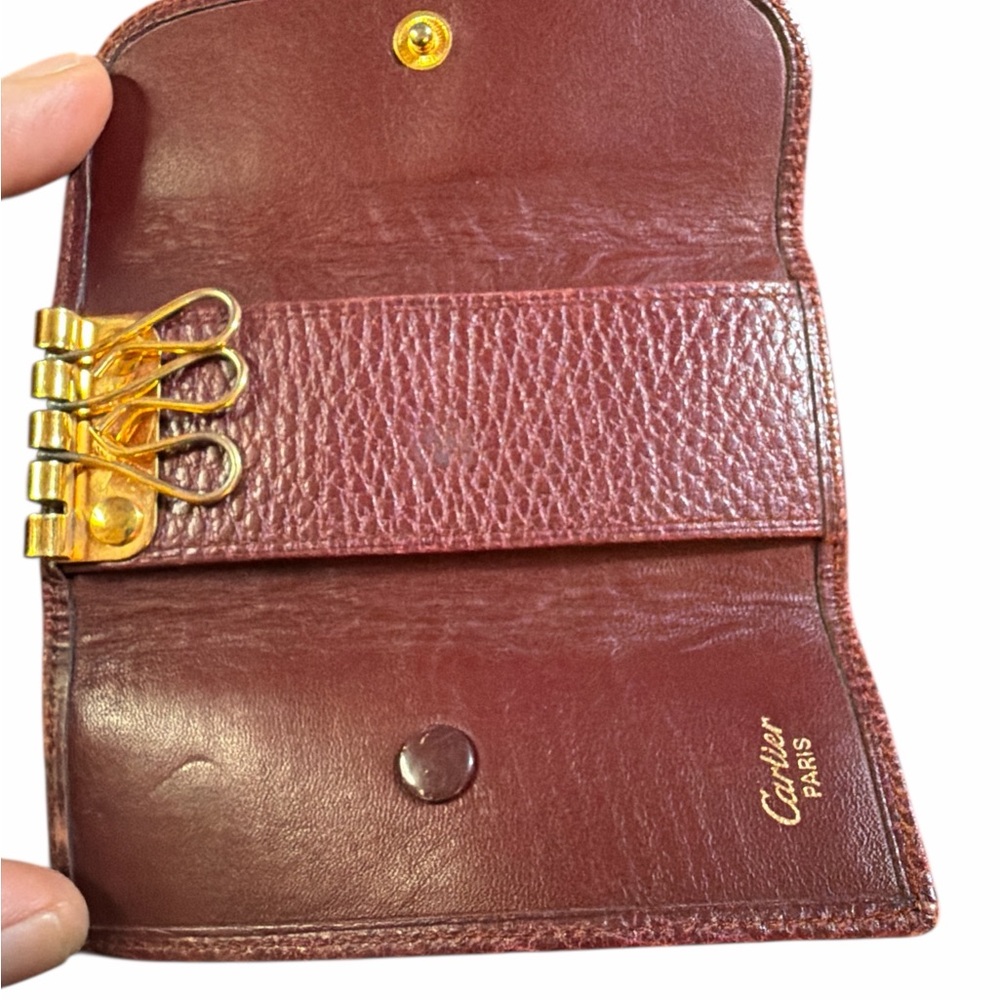 Vintage Must de Cartier Burgundy Pebbled Leather 4-Hook Key Case - Picture 3 of 3